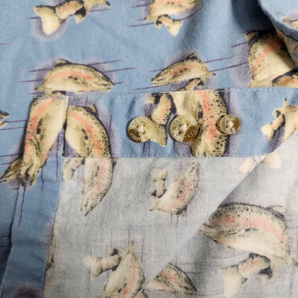 Columbia Blue Vintage Shirt XL Button Down Fisherman Fish Outdoor Wear Oversized - Picture 8 of 10